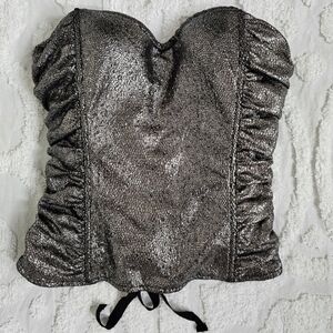 Guess Los Angeles Metallic Bustier Corset Back Strapless Rayna Top